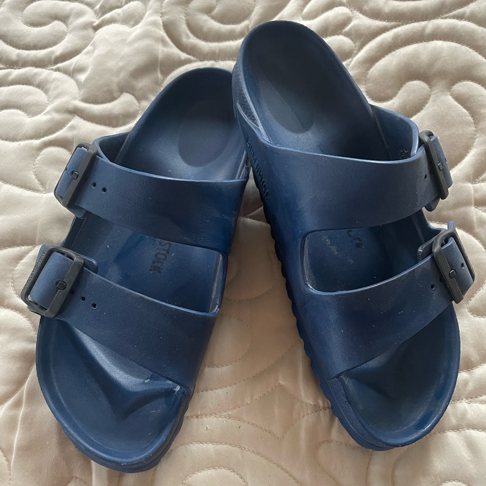 Birkenstock Blue Double Strap Slide Sandals